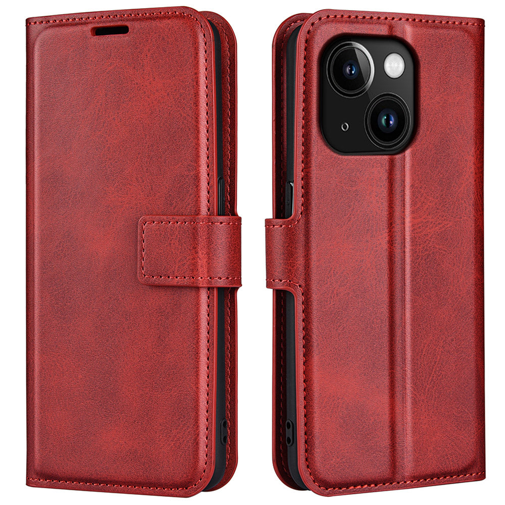 Calf Texture Leather Cover for iPhone 15 Square Magnetic Closure Stand Wallet Phone Case Calf Texture Leather Cover for iPhone 15 Square Magnetic Closure Stand Wallet Phone Case